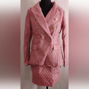 Womans Rosevelvet Blazer Skirt Set